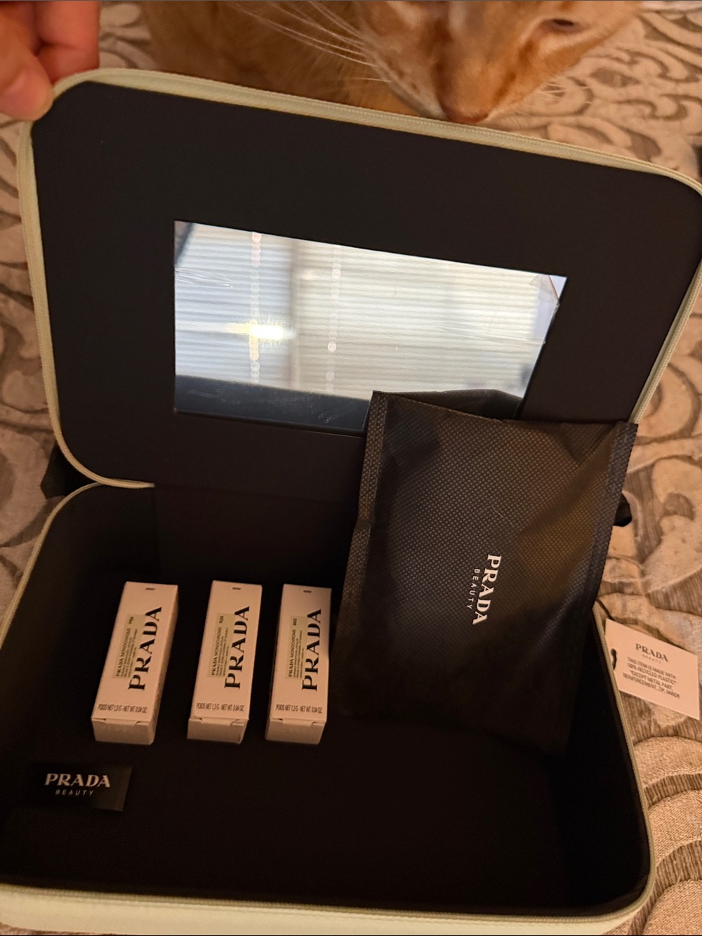 Prada Cosmetic Case in Black with Light Green Trim